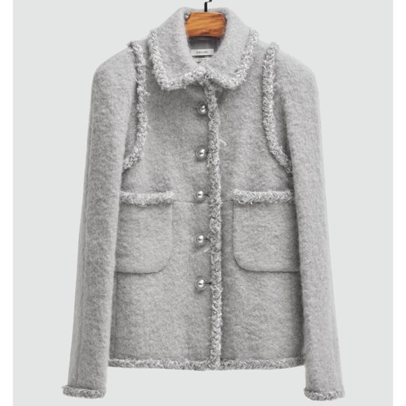 CHICJOC Italian Mohair & Wool Short Coat with Silk Lining, Size 38 - Picture 3 of 16